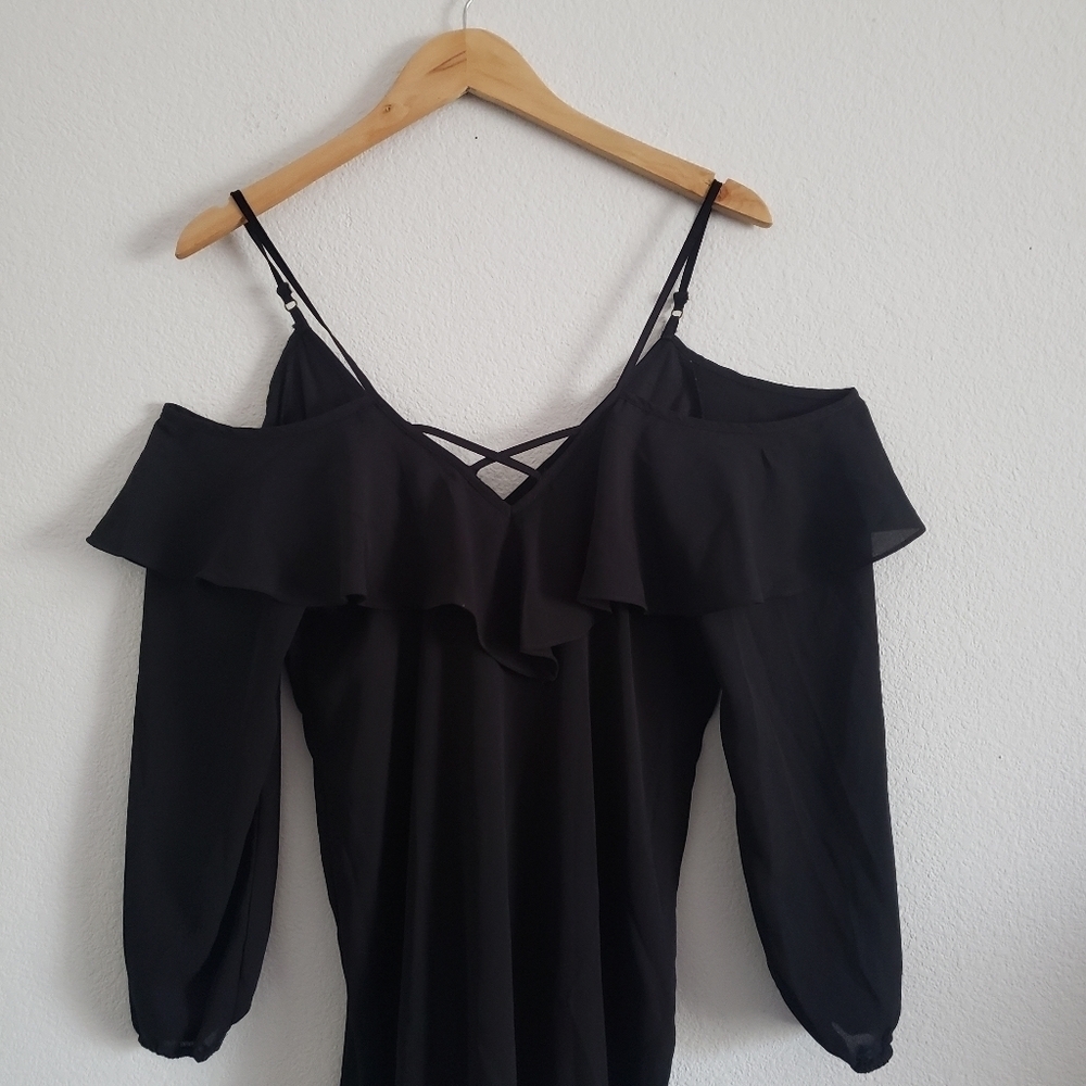 Gb black cold shoulder ruffle dress - Picture 3 of 7